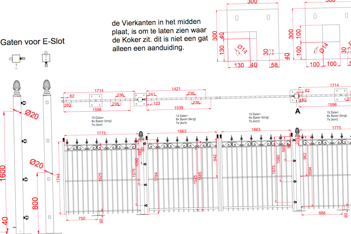 Werktekening luxe inrijpoort